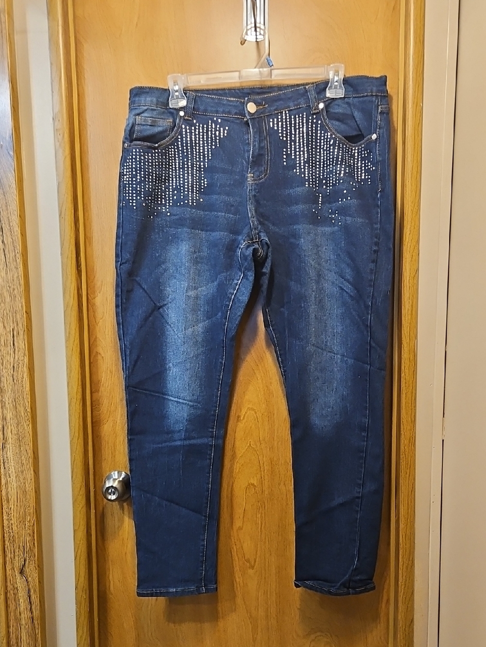 Ashley Stewart Dark Blue Rhinestone Skinny Jeans